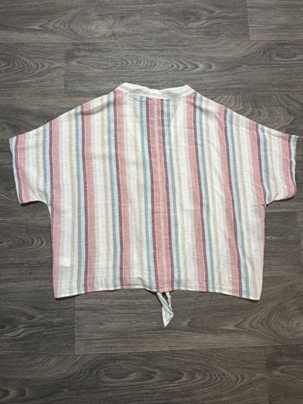 Elan Womens Striped Tie Front Top Size 2X Lightweight Button Down Preppy - Picture 2 of 10